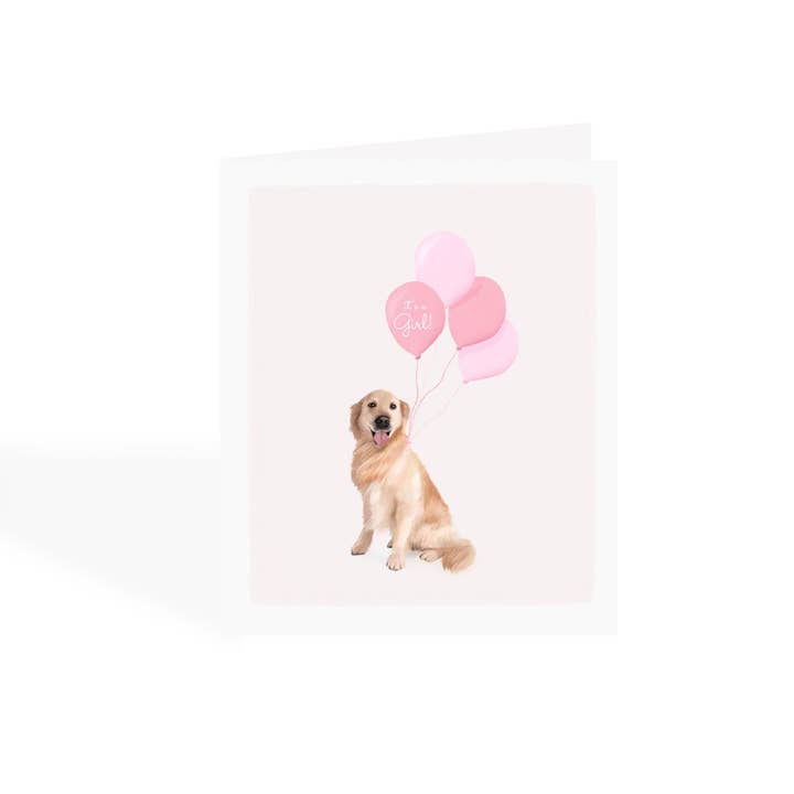 Golden Retriever It's A Girl Greeting Card for wholesale by Pawssionate Art