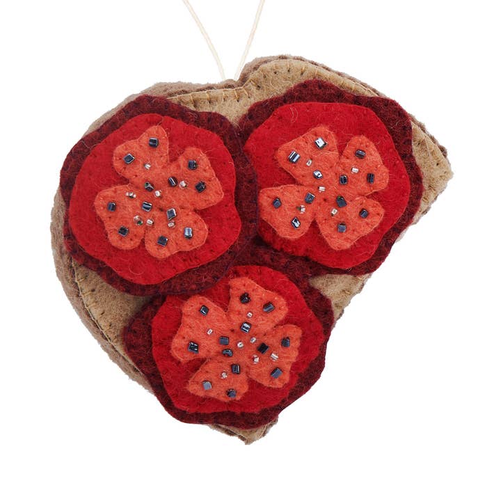 Felt Tomato Toast Ornament for wholesale by Global Goods Partners