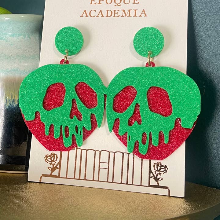 Poisoned Apple Earrings | Halloween Earrings for wholesale by Belle's Books & Candles