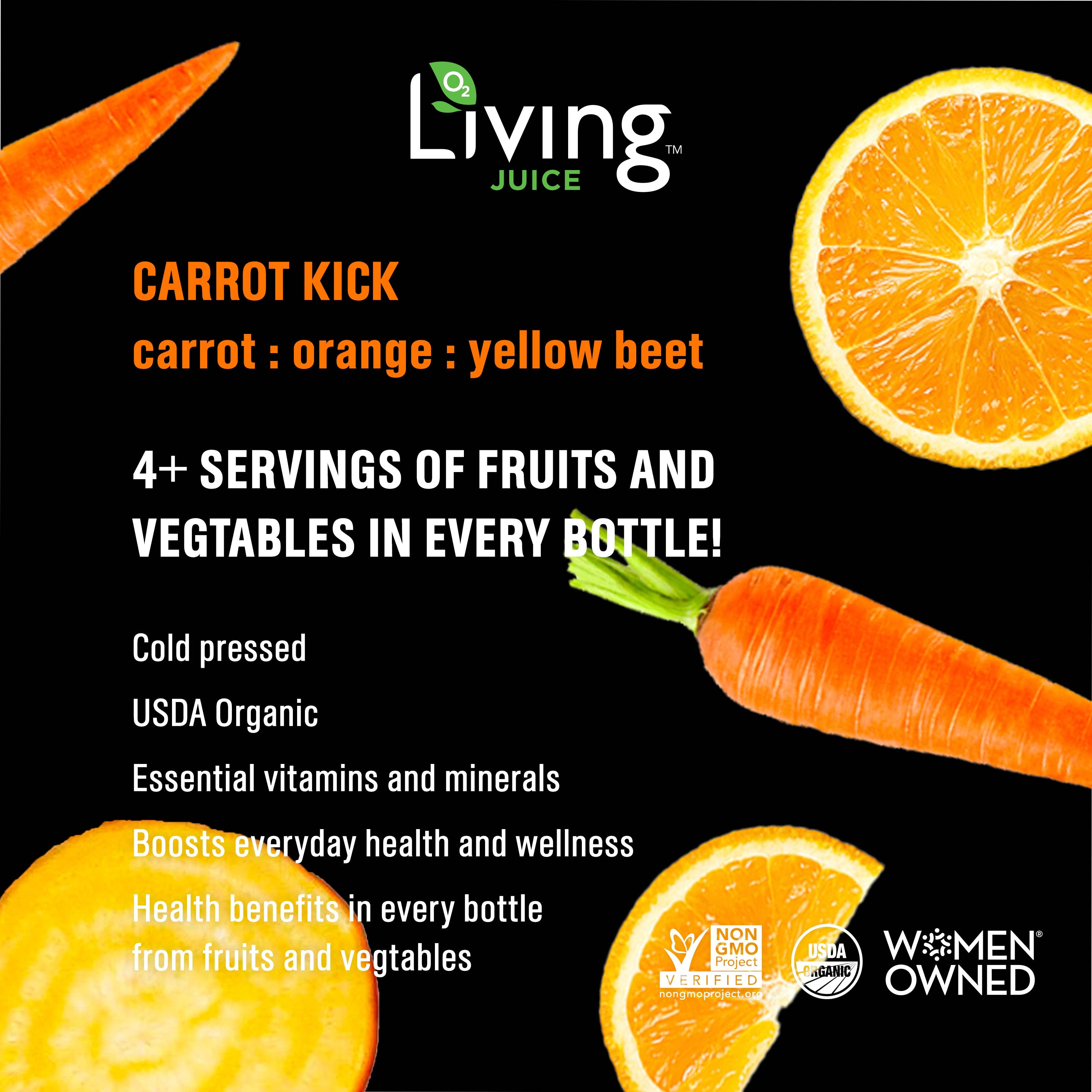 Living Juice - Wholesale Wellness Juice/Tonic - Living Juice Carrot Kick - Organic 12oz Cold Pressed Juice6