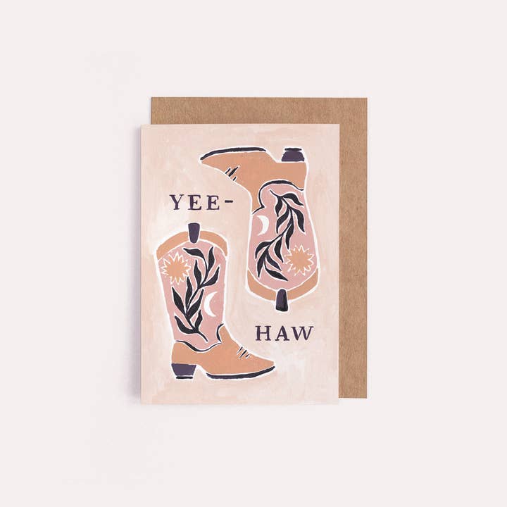 Sister Paper Co. – wholesale Everyday greeting card – Yee-Haw Cowboy Boots Mini Card | Boots Mini Greeting Cards