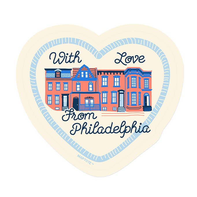 Philadelphia With Love Rowhouses Sticker for wholesale by Maptote