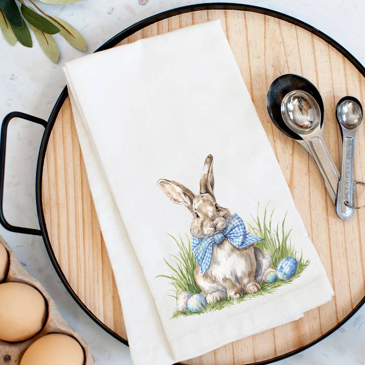 Blue Bow Bunny Kitchen Towel for wholesale by Pelican Provision Co.