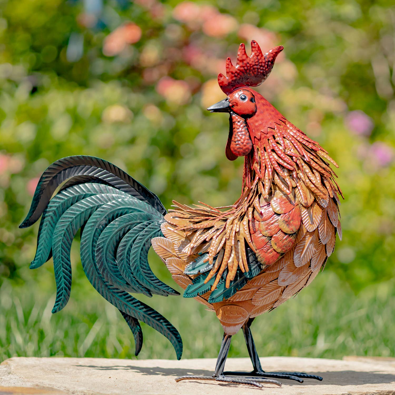 Zaer Ltd. International - Wholesale Outdoor Ornament/Decor - Galvanized Iron Rooster Figurines- 6 Assorted Styles1