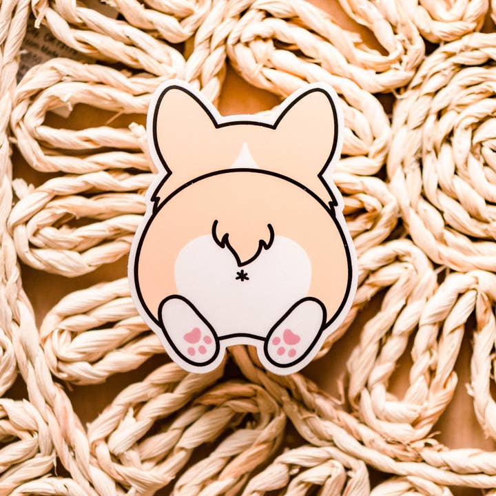 Savannah and James Co - Wholesale Sticker - Cute Corgi Butt Vinyl Sticker, 3x3 in1