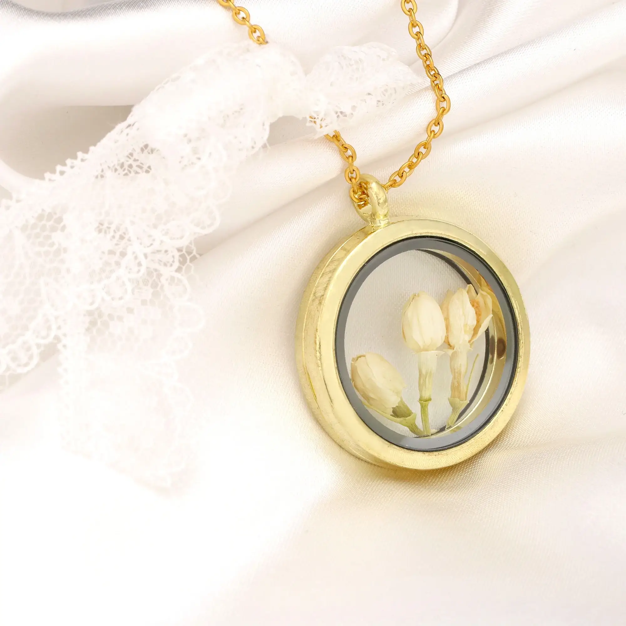MadamLili - Wholesale Pendant/Charm Necklace - GENUINE YASMIN FLOWER LOCKET NECKLACE - VIK-697