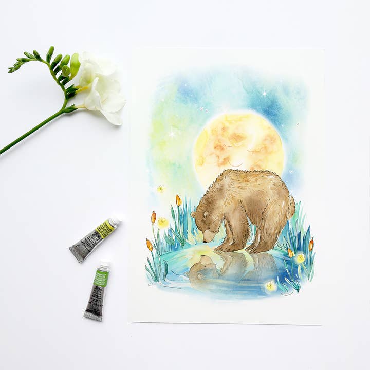 Ein Bär namens Bertie A4 Kunstdruck für den Großhandel von Lizzie Martell Illustration