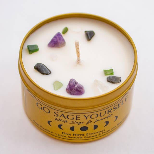 Go Sage Yourself Intention Candle - White Sage & Lavender for wholesale by Diva Hippie Essentials