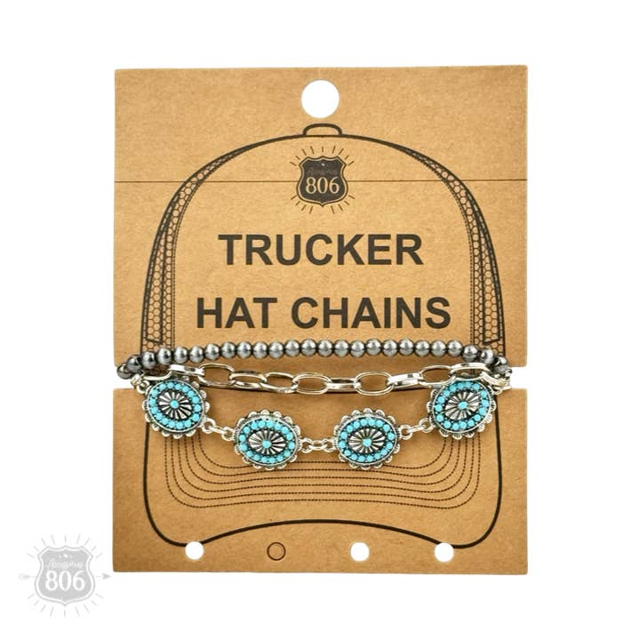 Pink Panache Brands - Wholesale Hat Accessory - Women's - Silver concho, burnished bead hat chain2