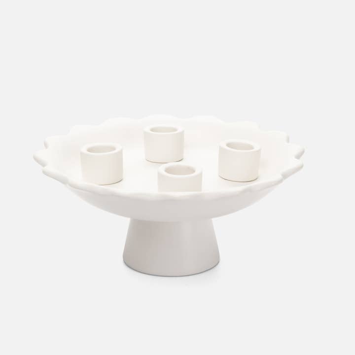 Be A Heart - Wholesale Candle Holder - White Scalloped Advent Wreath