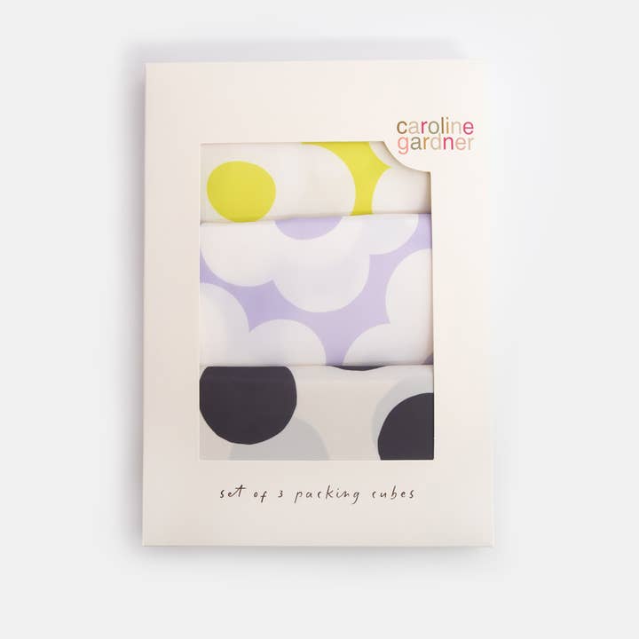 Mono Spot/Flower Set Of 3 Packing Cubes for wholesale by Caroline Gardner