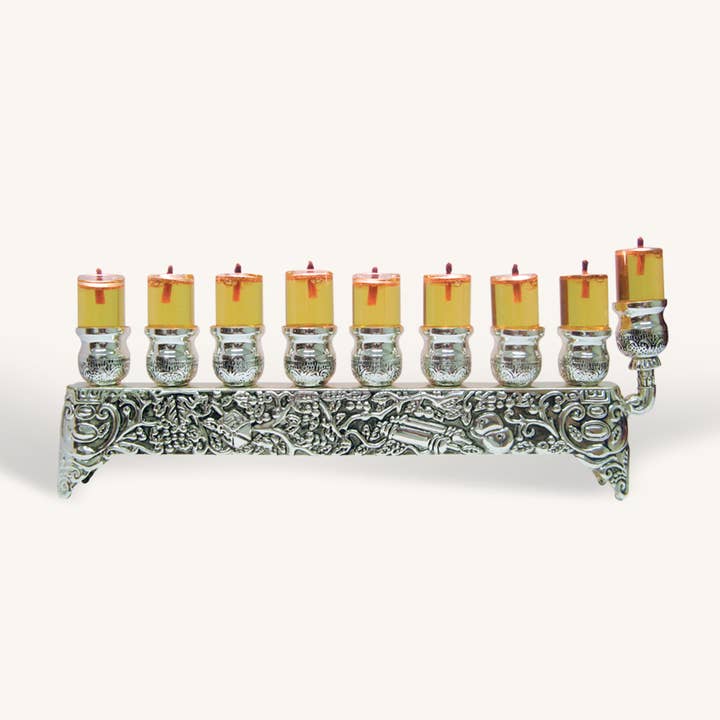 Menorá al óleo, chapada en plata para venta al por mayor de Ner Mitzvah