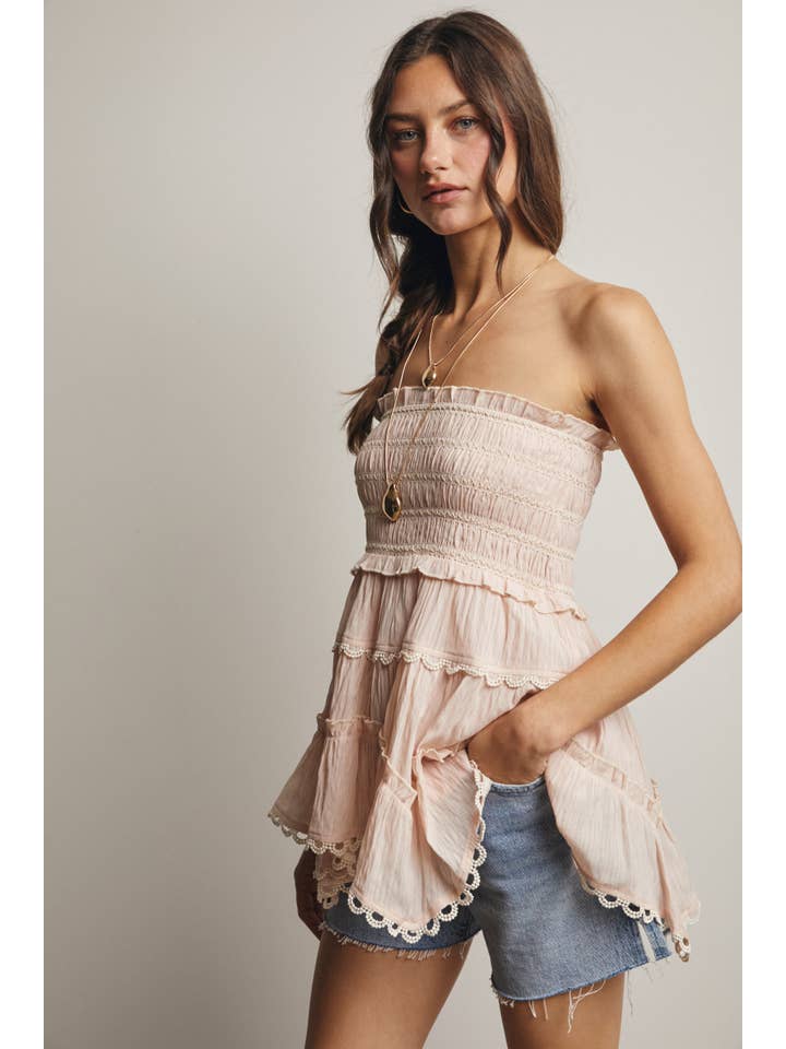 Forte - Wholesale Skirt - Women's - Smocked Ruffle Convertible Skirt/Top FSK000843