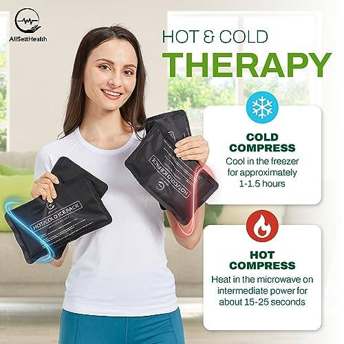 AllSett Health - Wholesale Hot/Cold Compress - 4 Pack Reusable Soft Fleece Ice Packs for Injuries - BLACK