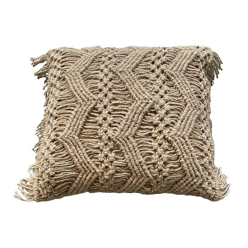 MYC Home Linens - Vente Coussins de chaise - Housse de coussin macramé en fibre de jute M/Yura2