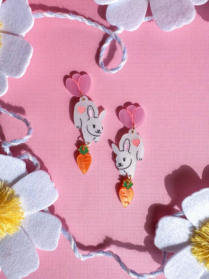 Boucles d'oreilles Bunbun le lapin pour la vente par Sunnie Creative