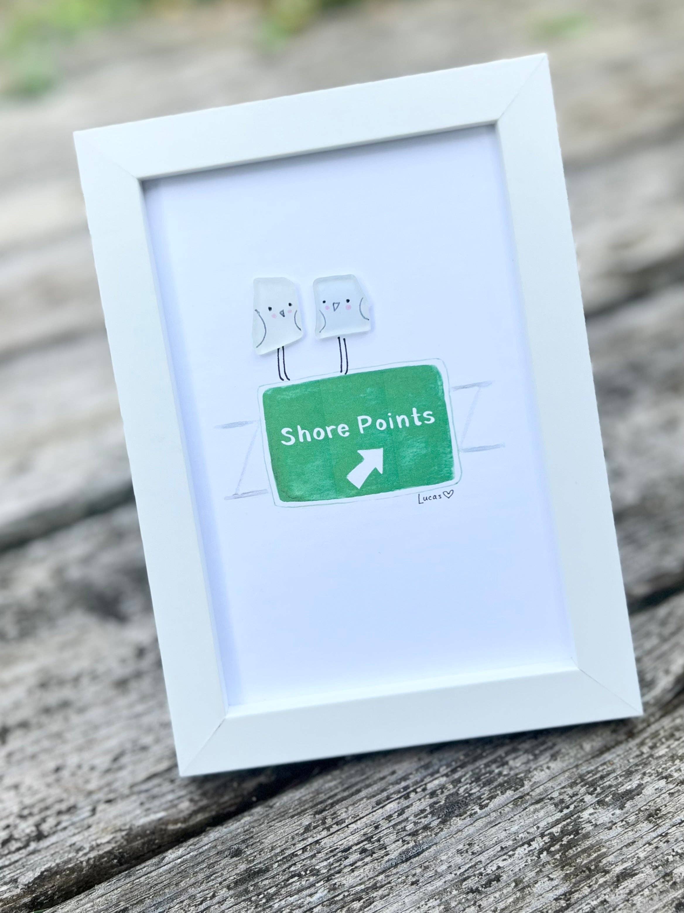 Sook & Hook - Wholesale Wall Sign - Shore Points Sign with Sea Glass Birds2