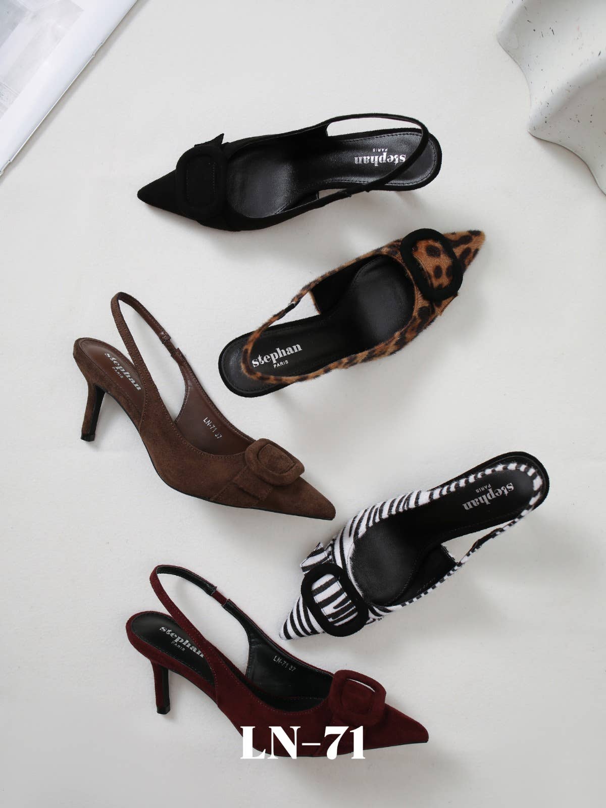 Stephan Paris - Vente Talons hauts – femme - Escarpins slingback en suédine avec boucle LN-715