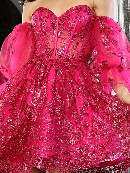 LA Merchandise - Wholesale Dress - Women's - LA2041 Detachable Sleeve Short A-line Cocktail Dress5