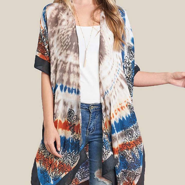 TIE DYE BOHO KIMONO for wholesale by 3AM BY H&D ACCESSORIES