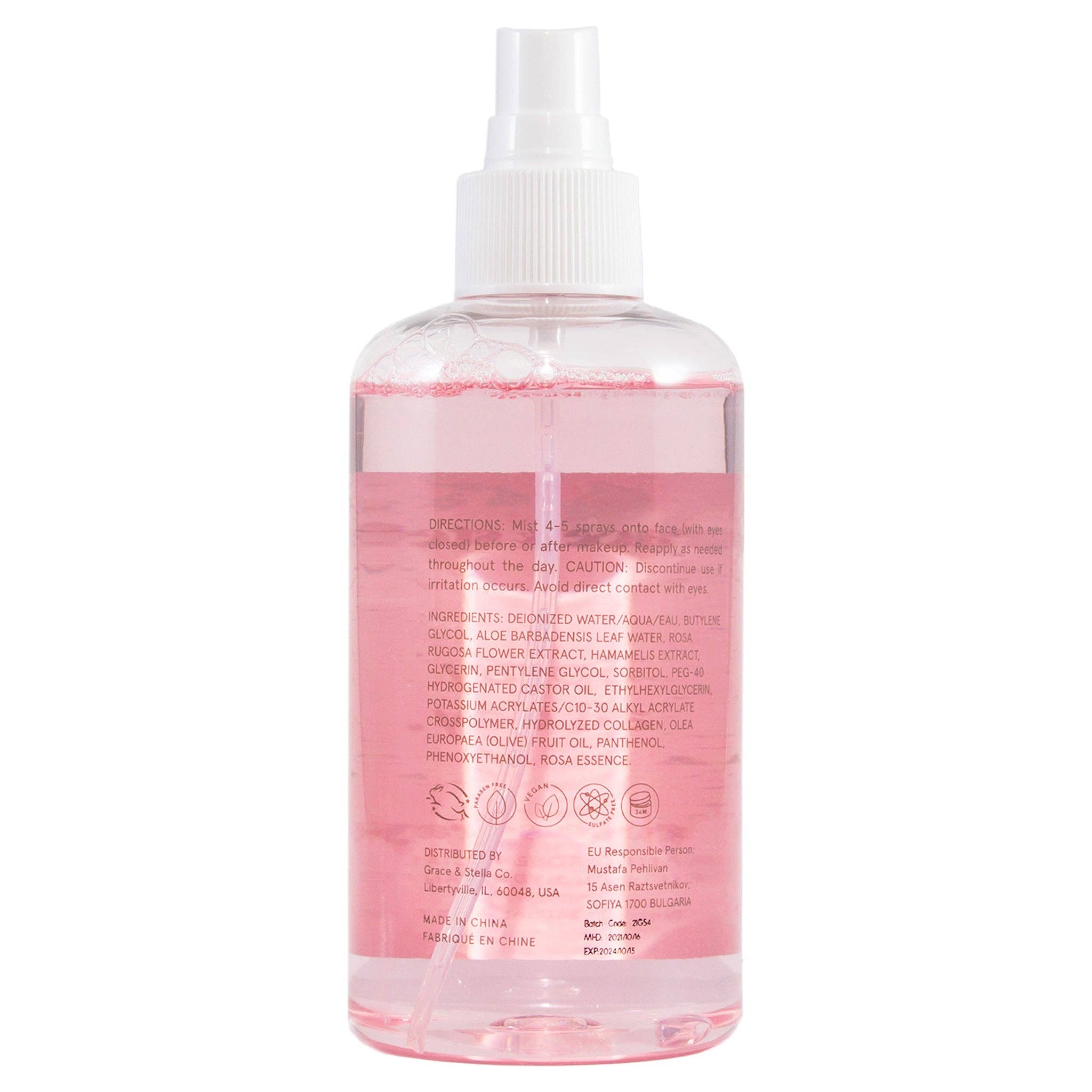 Grace & Stella Co - Venta al por mayor Agua/bruma facial y corporal - Spray Tonificador Facial de Agua de Rosas (240 ml)1