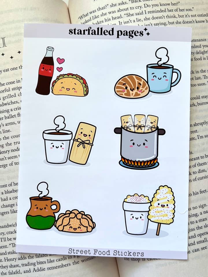 Mexican Street Food Sticker Sheet for wholesale by Starfalled Pages