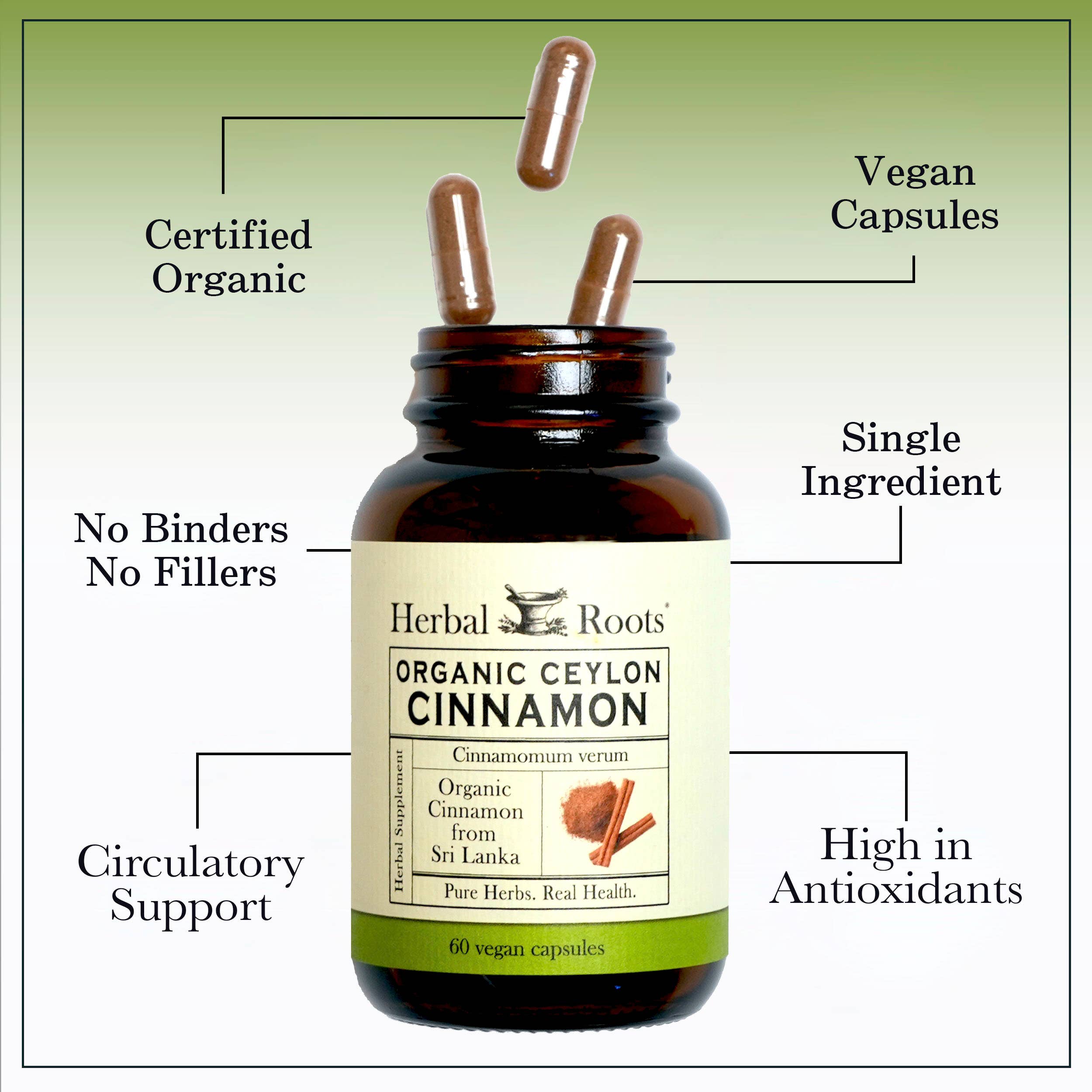Herbal Roots - Wholesale Oral Supplement/Vitamin - Herbal Roots Organic Ceylon Cinnamon Capsules2