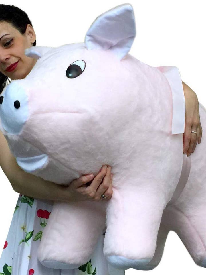 American Made Giant Stuffed Pink Pig 32 Inch Soft Big Plush for wholesale by Big Plush
