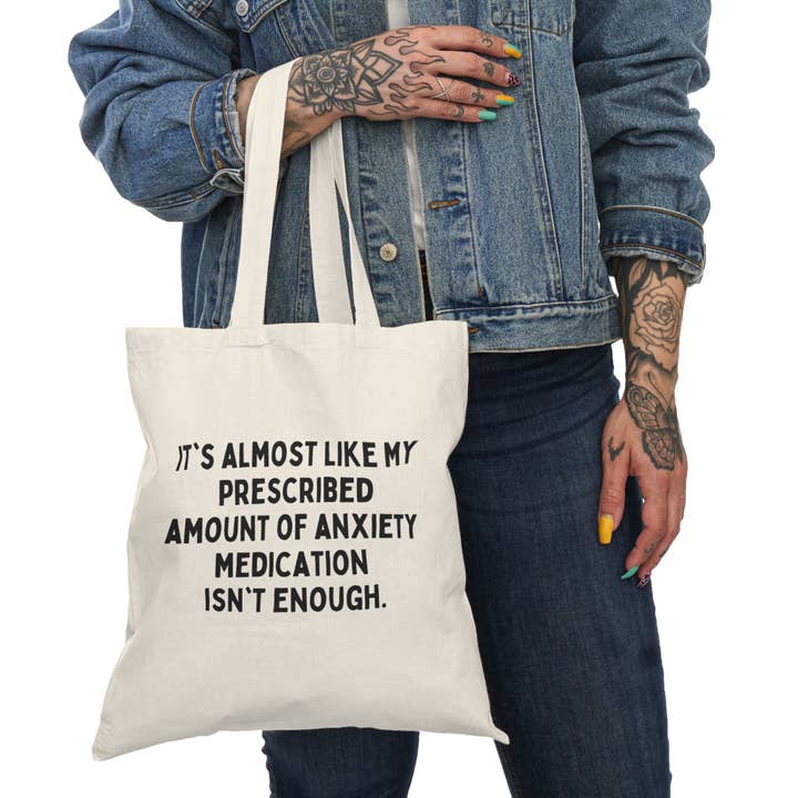 Natural Anxiety Medication Large Cotton Canvas Reusable Tote Bag for wholesale on Faire