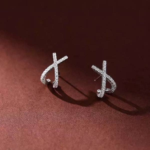 LanLivia – wholesale Stud/post earrings – Minimalist Cross Sparkling Earrings1