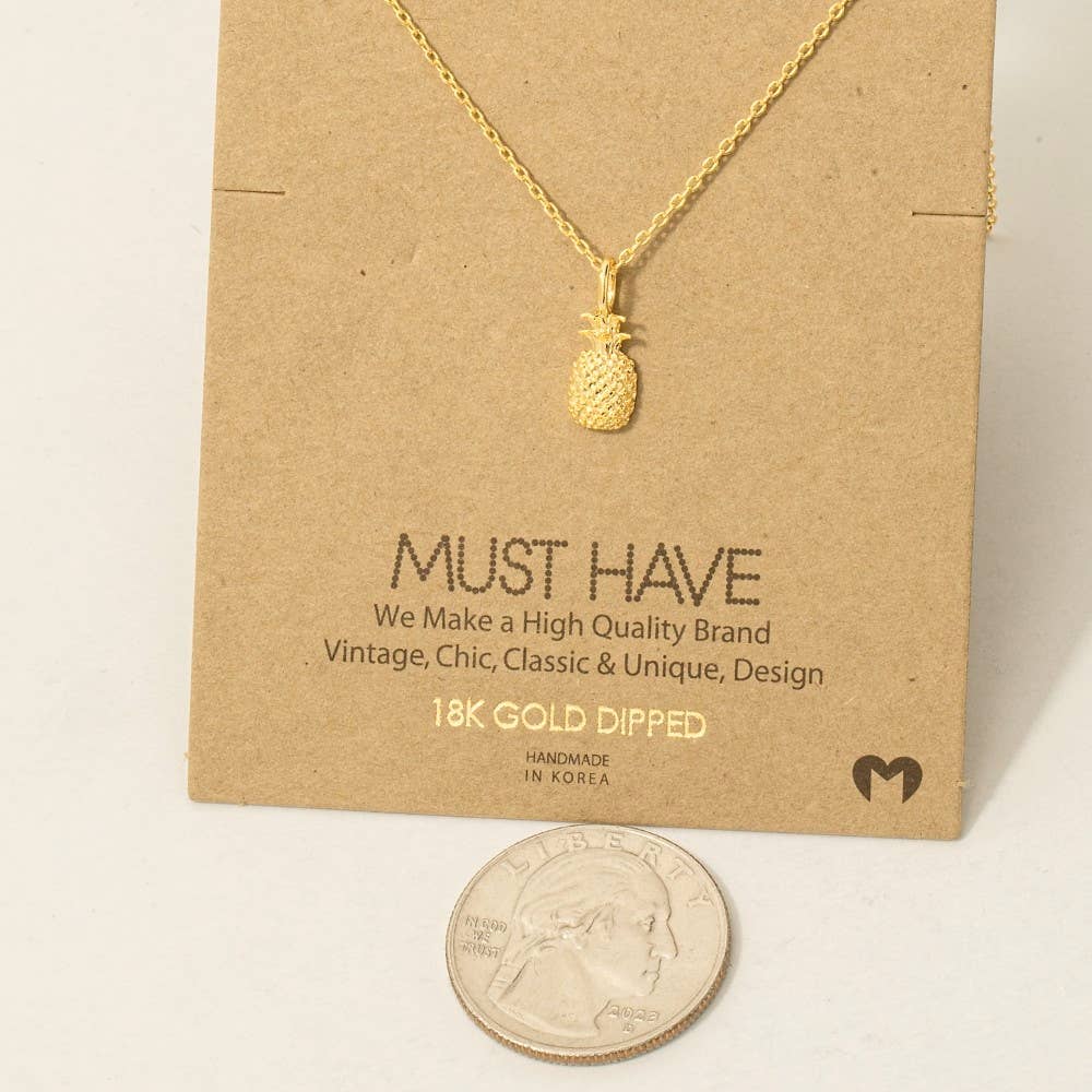 Fame Accessories - Wholesale Pendant/Charm Necklace - Gold Dipped Pineapple Pendant Necklace2