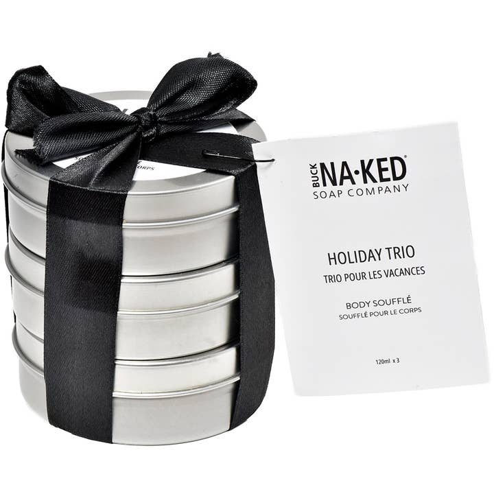 Buck Naked Soap Company - Wholesale Body balm/butter - Holiday Mini Body Soufflé Trio1