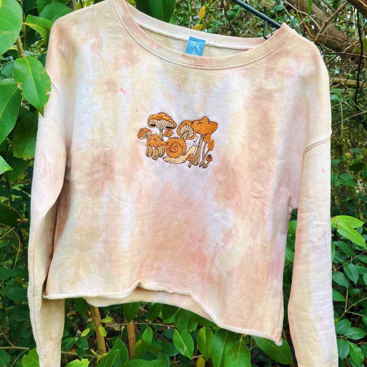 Small Snail Cropped Marble Dyed Crewneck for wholesale by LeBeau Denim Co.