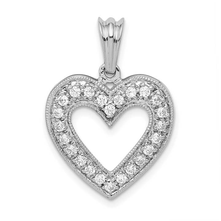 14k Gold Lab Grown Diamond Pave Heart Pendant for wholesale by Fine Diamond