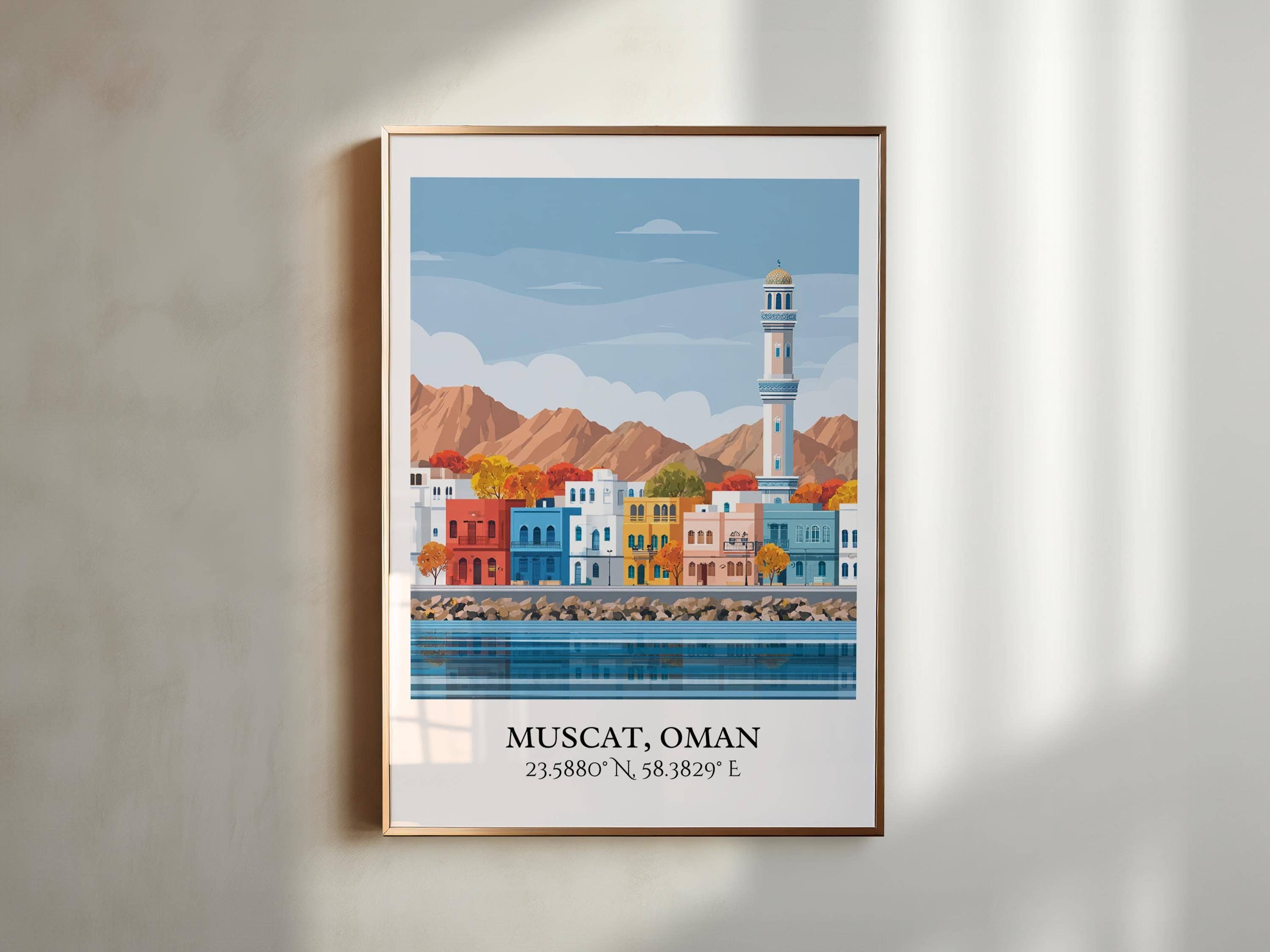 Premium Travel Art - Wholesale Art Print - Muscat Wall Art, Muscat Oman Print, Oman Watercolor, Oman Travel Gift, Travel Print, Travel Poster, Housewarming Gift2