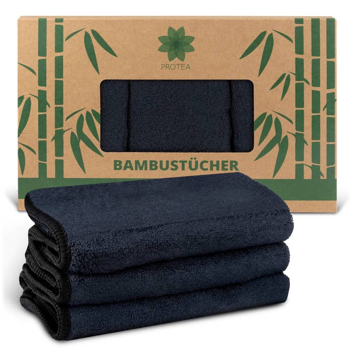 Anthracite bamboo microfiber cloths, set of 3 for wholesale by PROTEA