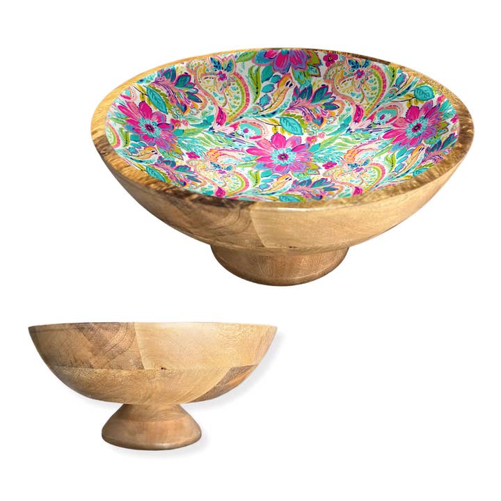 Bright Paisley 12" Decorative Pedestal Bowl Item 2-13 for wholesale by My Casita