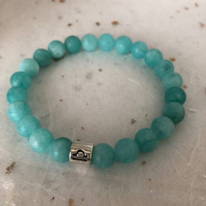 Roshni Desai & Things – wholesale Beaded bracelet – Light Blue Matte Amazonite Libra Star Sign Zodiac Sign Brace1