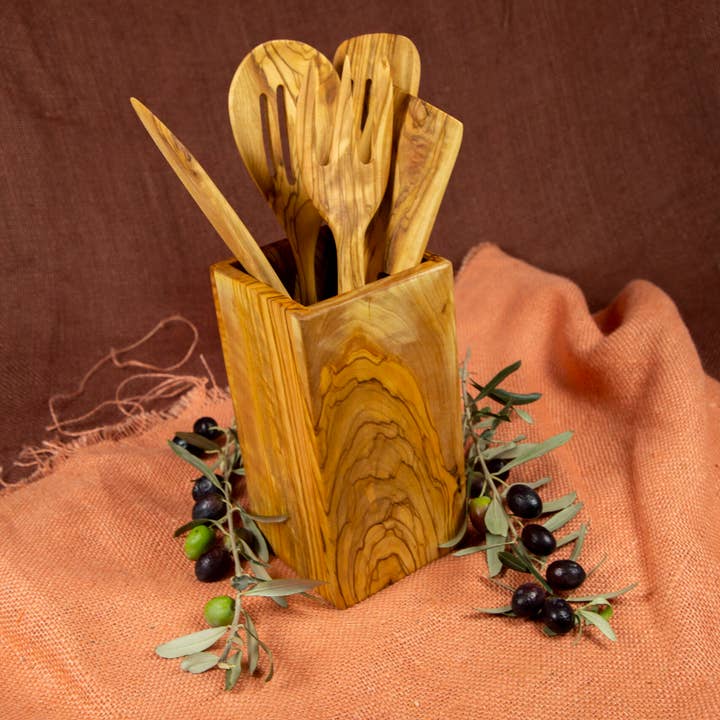 Large Size Spoon Holder Made of Olive Wood for wholesale by Kayrana