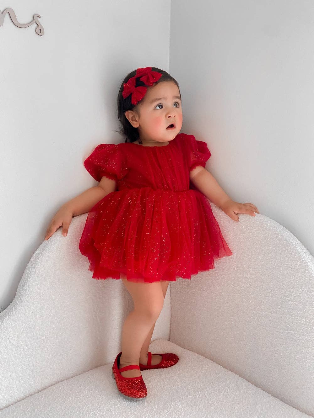 A Little Lacey - Wholesale Jumpsuit - Baby - Nina Red Sparkle Christmas Romper2
