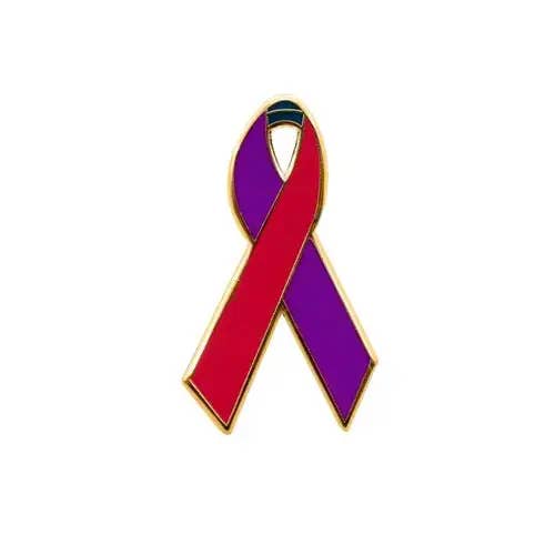Personalized Cause - Wholesale Lapel pin/button - Purple, Teal and Magenta Enamel Awareness Ribbons Lapel Pins