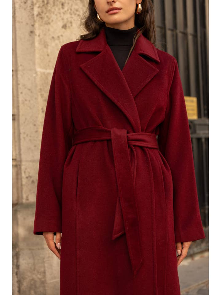 Attentif Paris - Wholesale Coat - Women's - Belted long coat in blended wool39