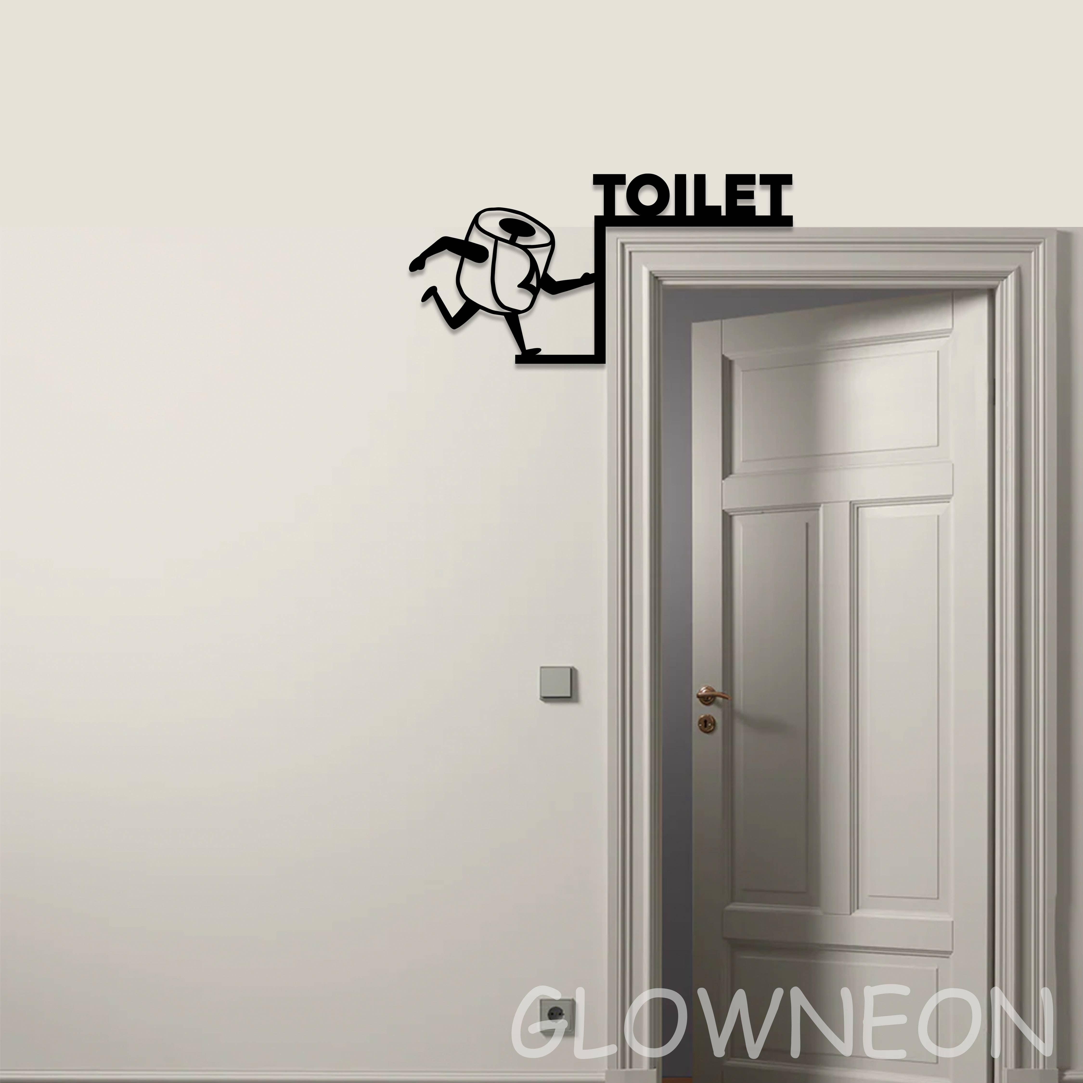 Glow Neon - Wholesale Bathroom Sign - Toilet Paper Restroom Door Corner, Funny Toilet Door Topper3