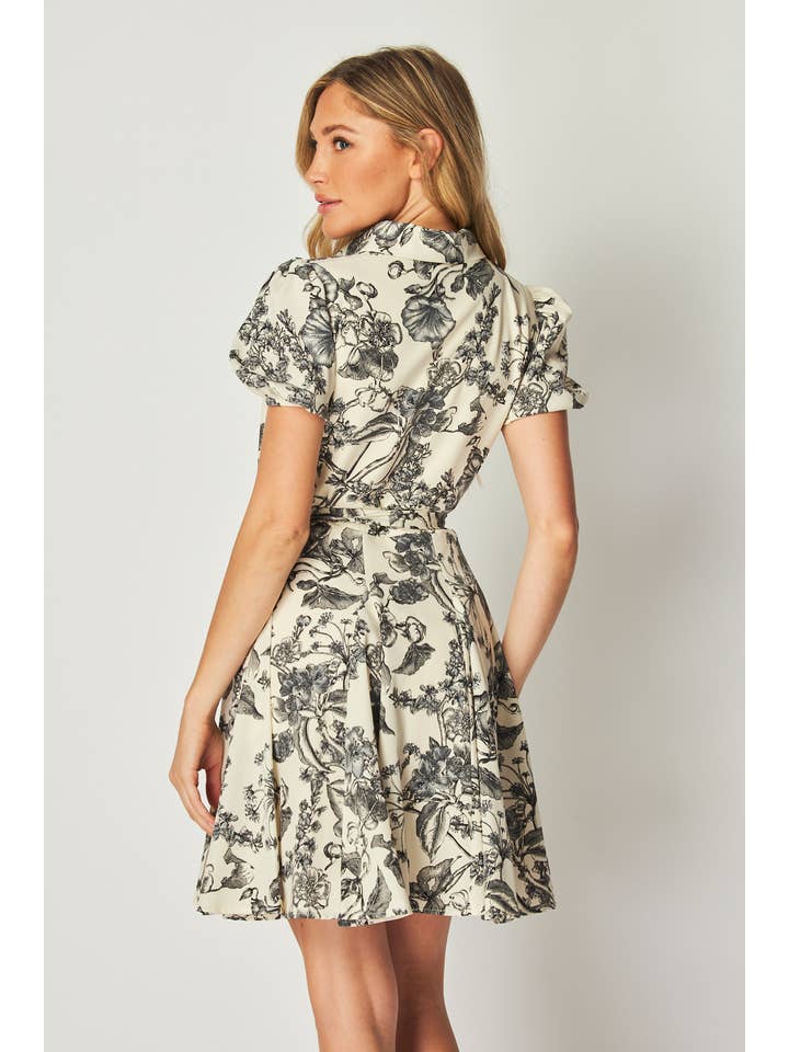 Peace Love Line - Wholesale Dress - Women's - PL4608 - FLORAL PRINTED BUTTON DOWN SHIRT DRESS