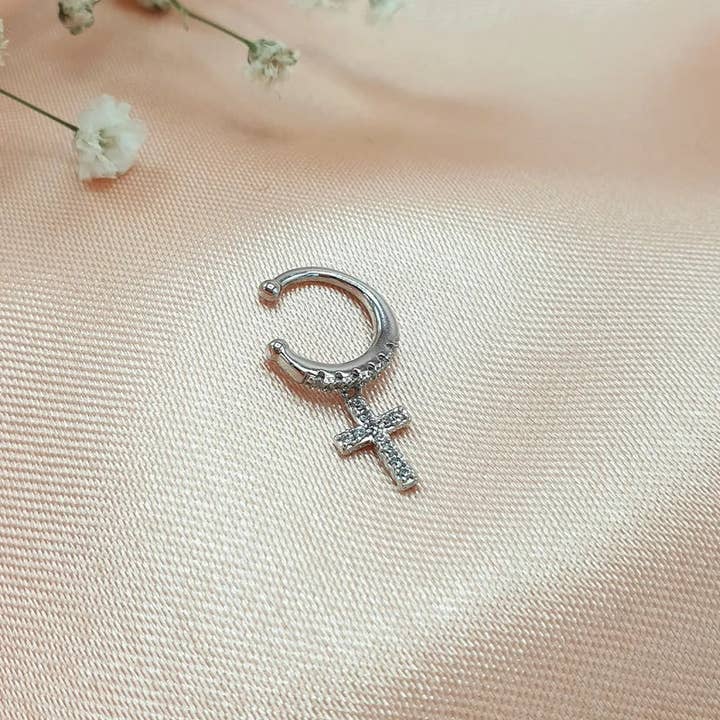 StockJWL – wholesale Cuff/wrap earrings – Cross Ear cuff Cross Dangle Earrings Drop Earrings Model Compression Cartilage Earrings1