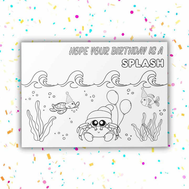 Ocean Coloring Birthday Card for wholesale by Joyful Play