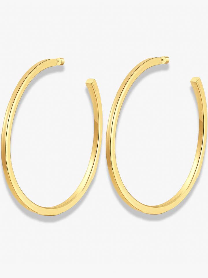 Boucles d'oreilles créoles carrées extra larges Jenny pour la vente par Ben Oni Jewelry