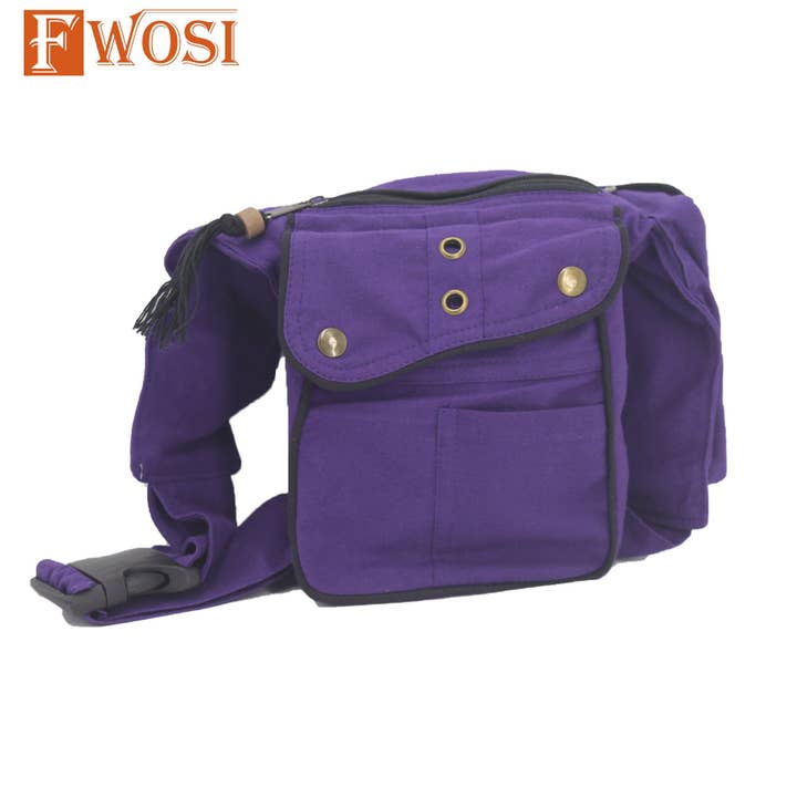 Fwosi Pochete de Algodão Roxa Feita à Mão por atacado de Fwosi