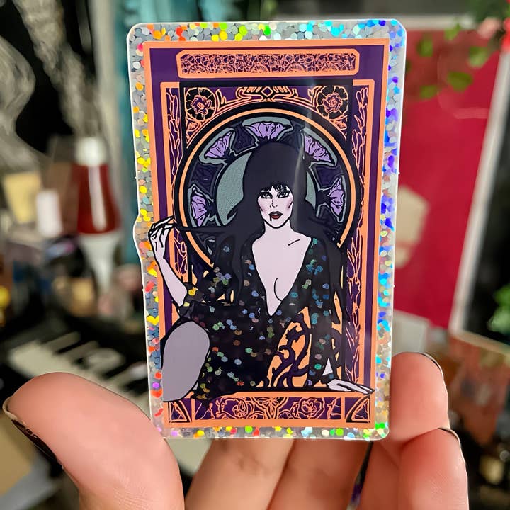Haunted Fembot - Wholesale Sticker - Elvira Glitter Water Bottle Sticker0