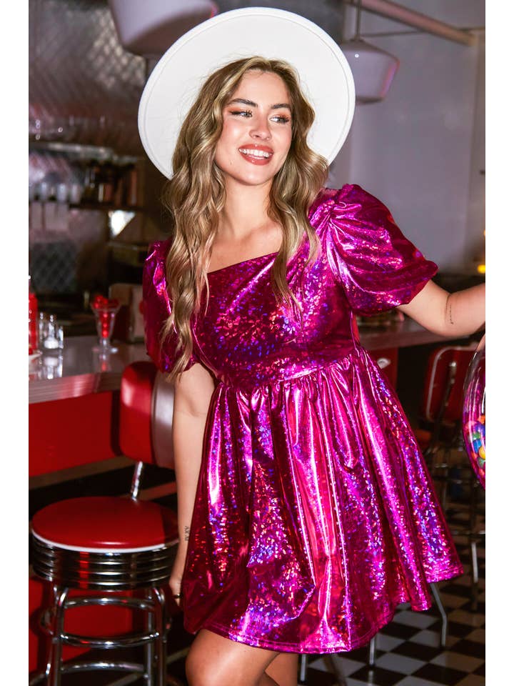 Peach Love California - Wholesale Dress - Women's - Iridescent Babydoll Mini Dress